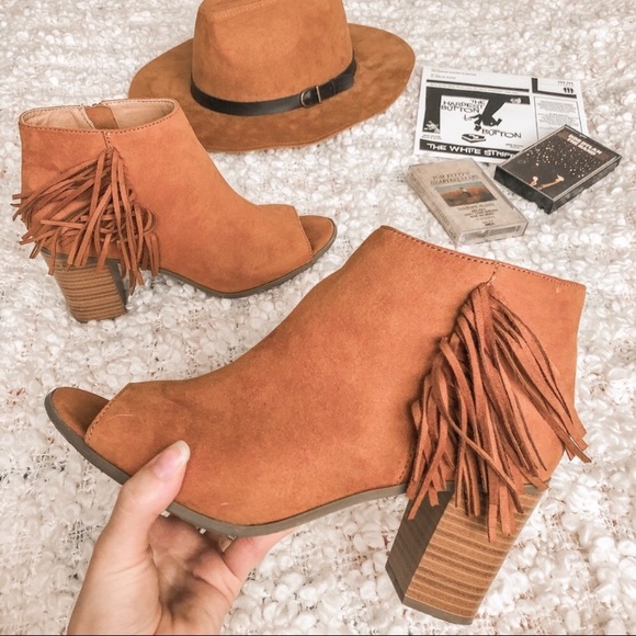 Charming Charlie Shoes - ✨ SOLD ✨CHARMING CHARLIES FRINGE OPEN TOE BOOTIES